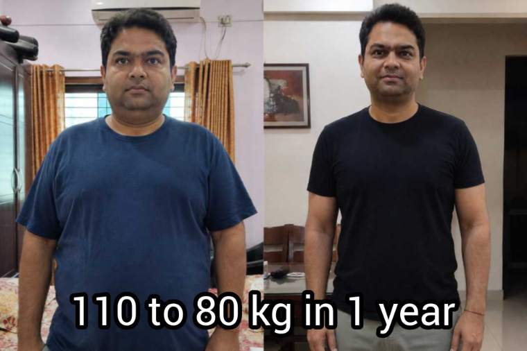Client before and after, 110 kg to 80 kg