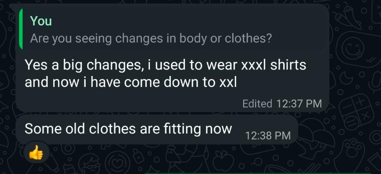 Client message: down from XXXL to XXL shirts